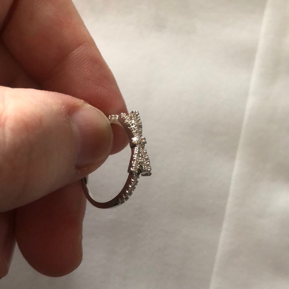 Bowknot 925 Silver  Ring Women White Saphire - Picture 8 of 8